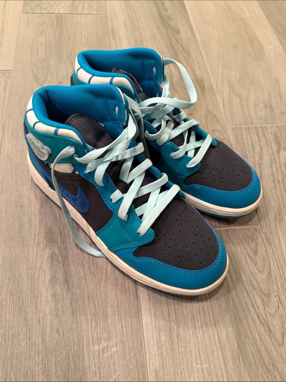 Nike Jordan Kids Blue and Black High Top Sneakers Size 6Y